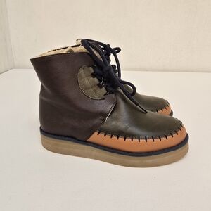 Kids Brown and Orange Leather Boots